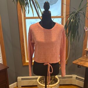Love J Coral Long Sleeve Tie-Front Top